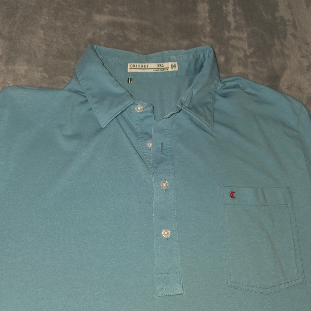 Criquet Mens XXL Blue Short Sleeve Polo Shirt PGA West Austin Texas